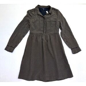 NWT Madewell Mini Houndstooth Silk Shirtdress Long Sleeve Button Down – Size 10